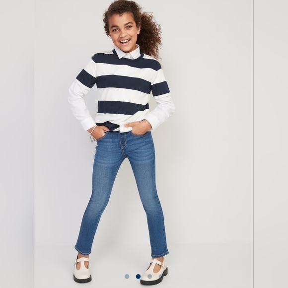 Old Navy NWT $25 Girls Wow Skinny Pull-On Light Wash Blue Jeans Adjustable Waist - Picture 1 of 13